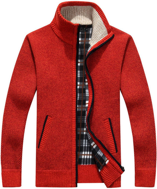 Men'S Casual Full Zip Slim Thick Knitted Cardigan Sweaters with Pockets